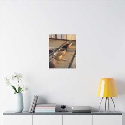 Kintsugi Tea Ceremony in Golden Hour | Gold Repair Canvas Art