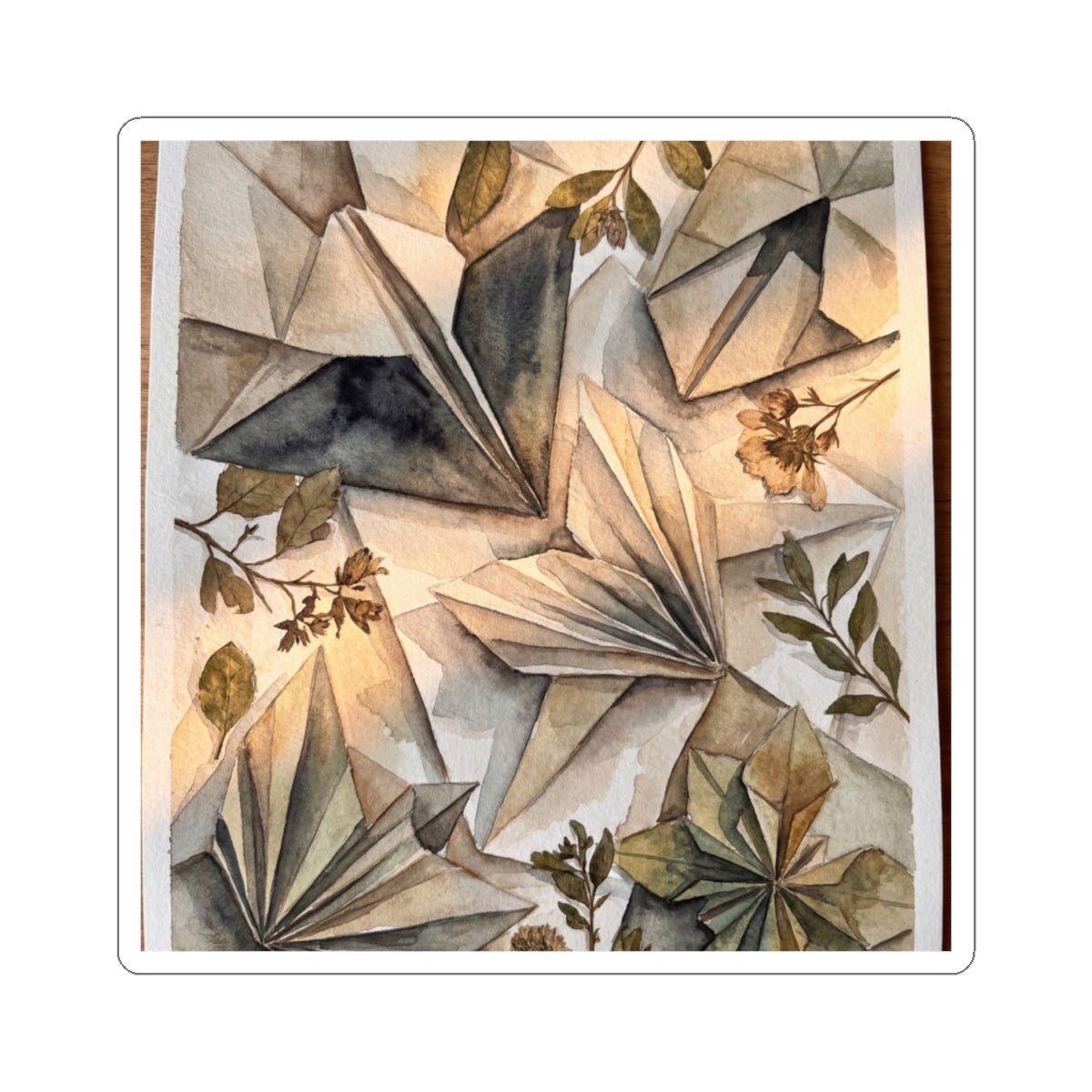 Paper Fold Summer Sticker | Japandi Neutral Design Art Print