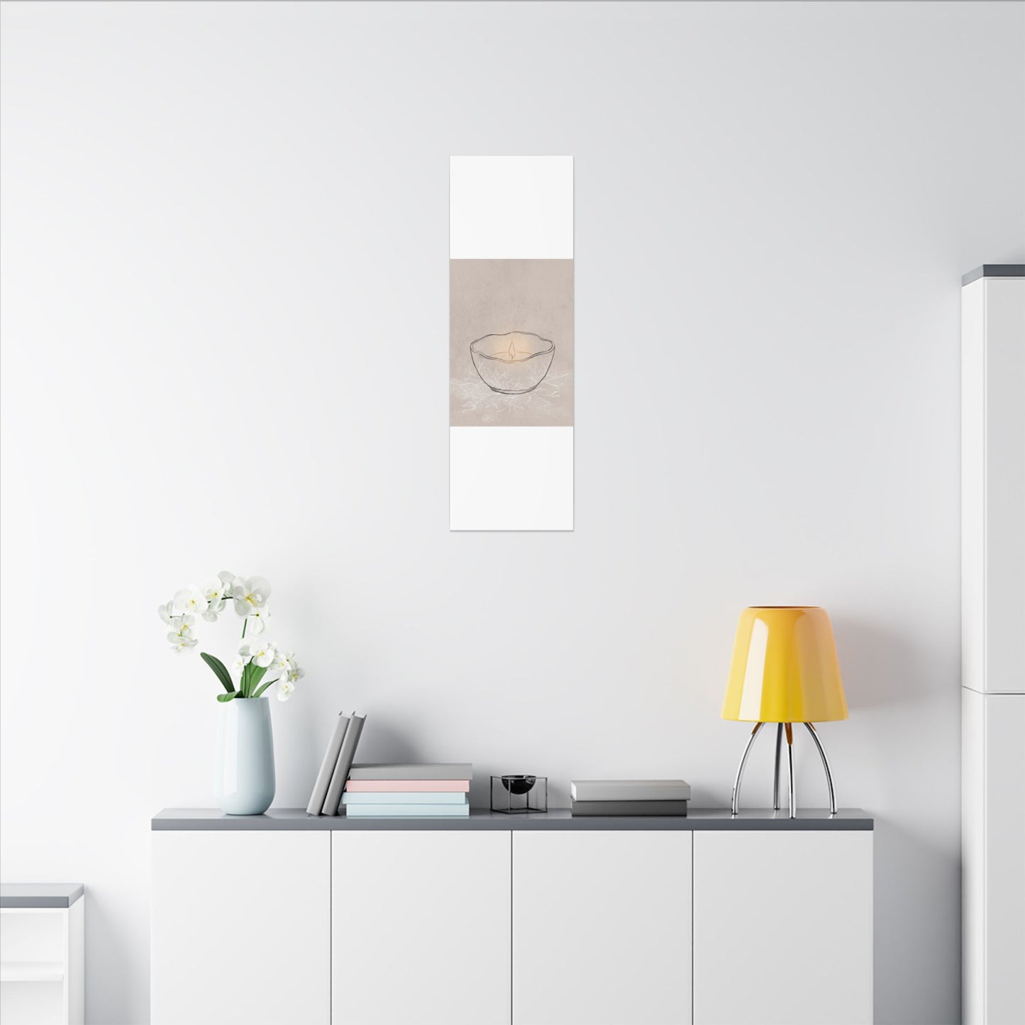 Ceramic Bowl Minimal Line Canvas Art | Neutral Japandi Art