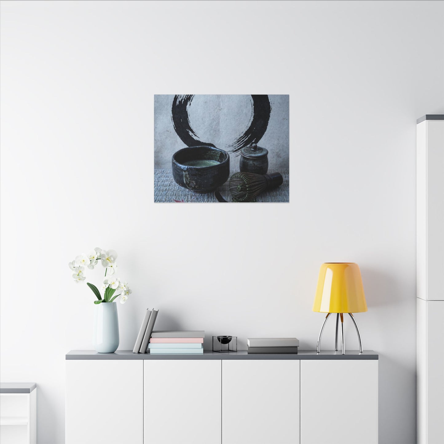 Tea Ceremony Canvas Art | Winter Zen Enso Art
