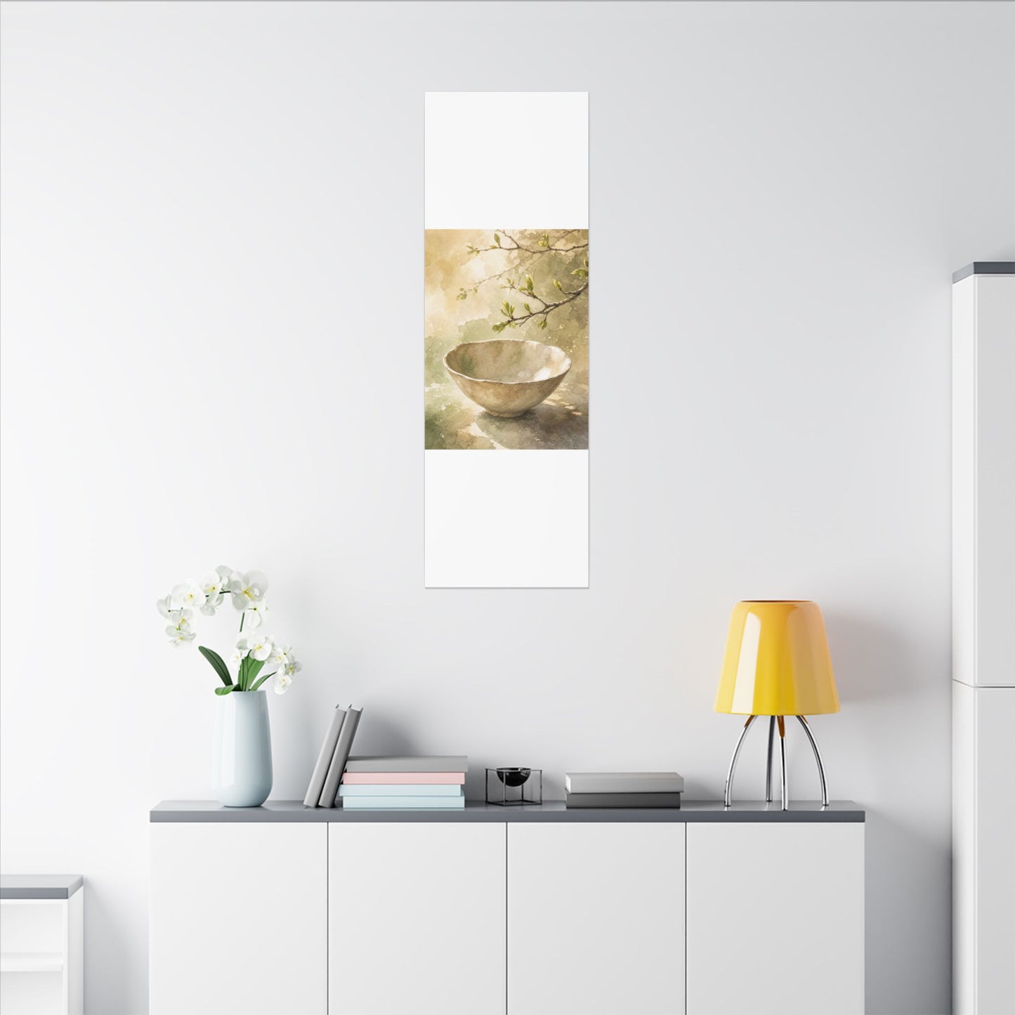 Warm Ceramic Bowl Canvas Art - Watercolor Japandi