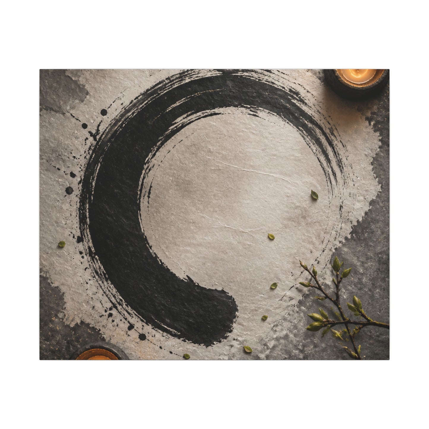 Candlelight Ink Brushstroke Canvas Art - Zen Ma