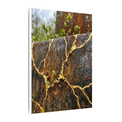 Mono No Aware Rust Patina Canvas Art - Kintsugi Gold Repair