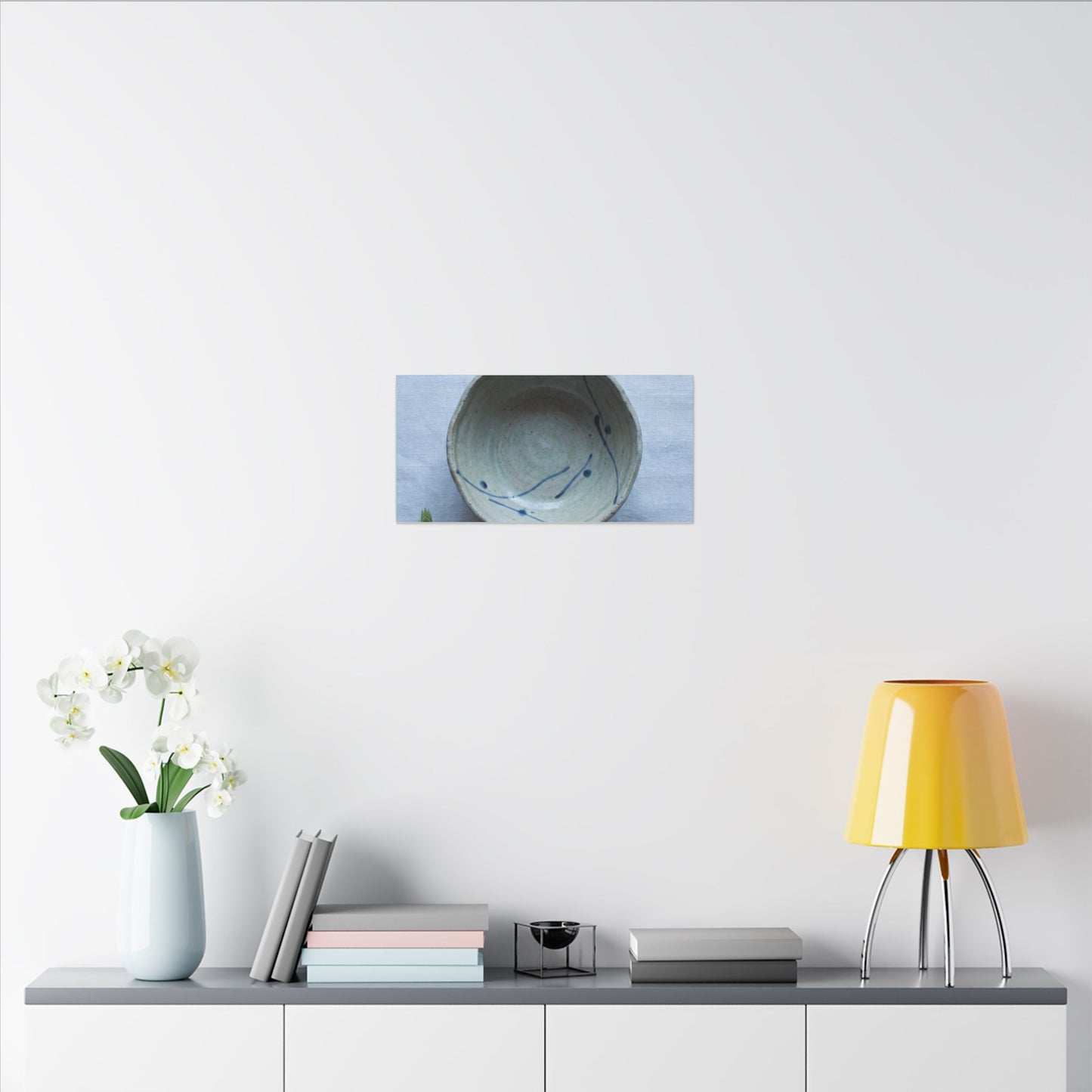Spring Ceramic Bowl Minimal Line Canvas Art | Warm Decor