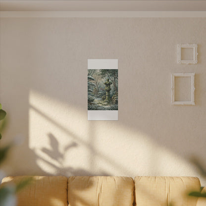 Stone Lantern Winter Canvas Art | Japandi Warm Design