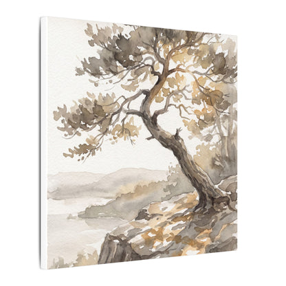 Pine Tree Watercolor Canvas Art | Elegant Japandi Art