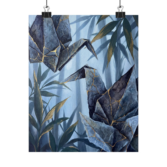 Summer Paper Fold Crackle Gold Wall Art Print | Philosophical Decor Art Print