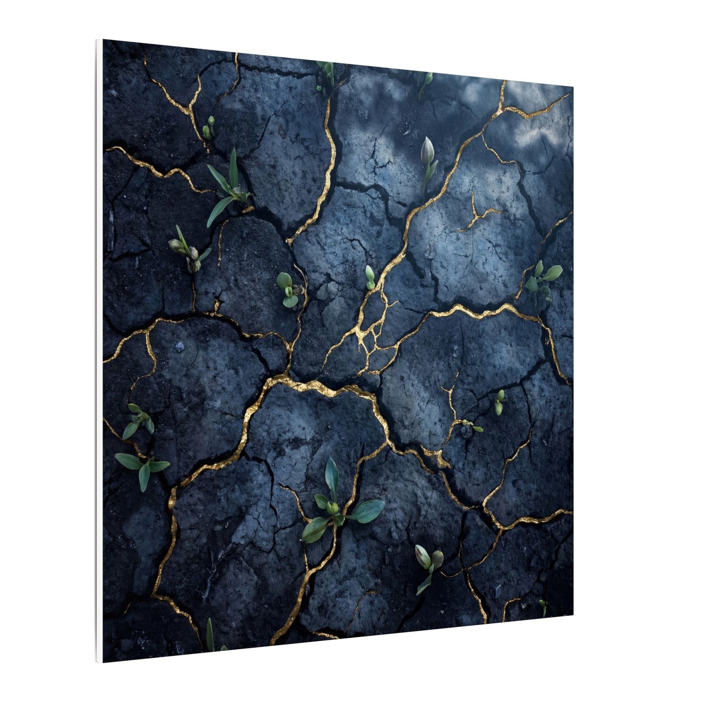 Cracked Earth Spring Canvas Art | Kintsugi Healing Design