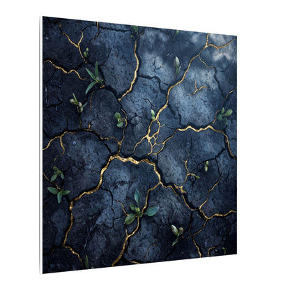 Cracked Earth Spring Canvas Art | Kintsugi Healing Design