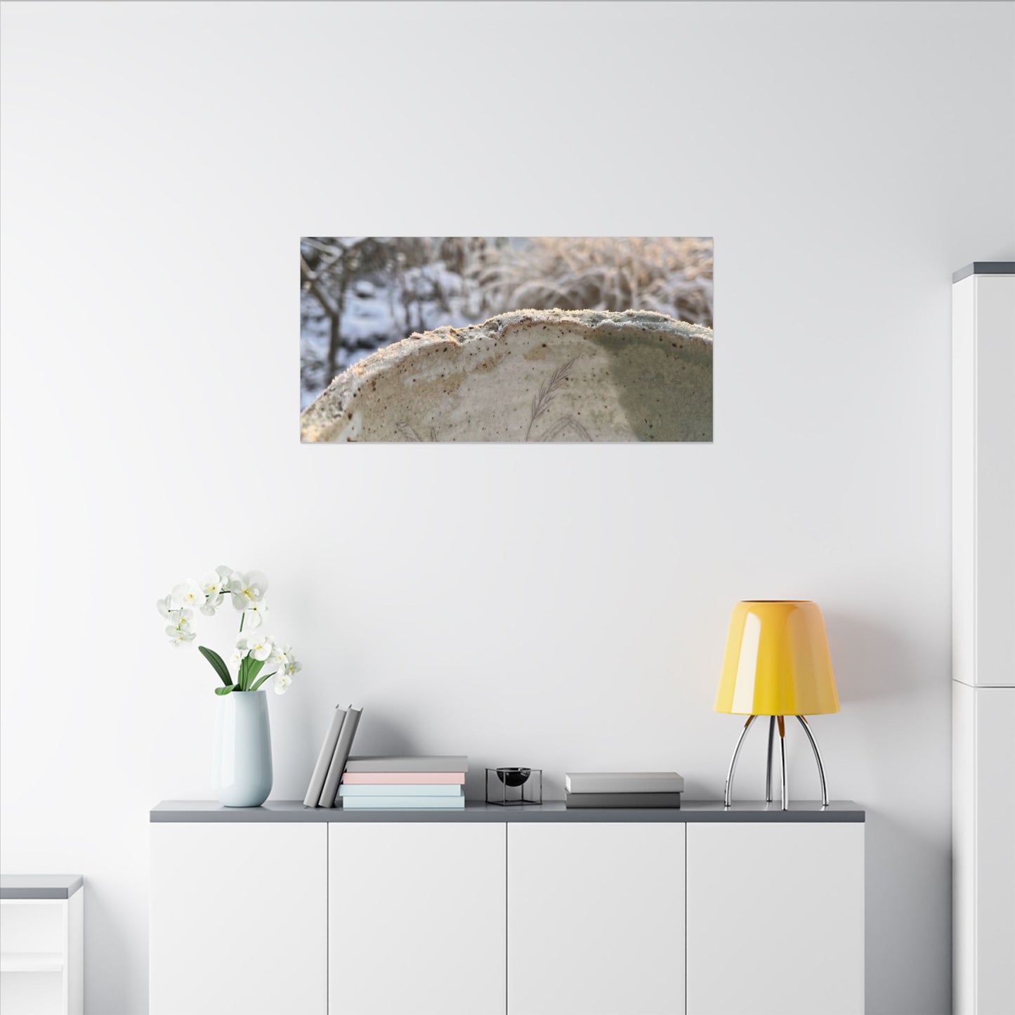 Ceramic Bowl Canvas Art | Winter Japandi Minimal Line Art