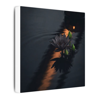 Seijaku Lotus Flower Canvas Art - Dark Japandi Shadow Zen