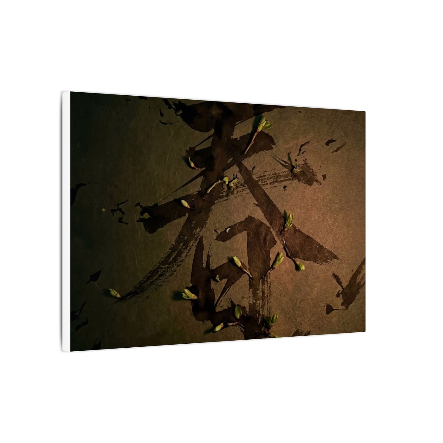 Calligraphy Shadow Zen Canvas Art | Bold Dark Japandi Art