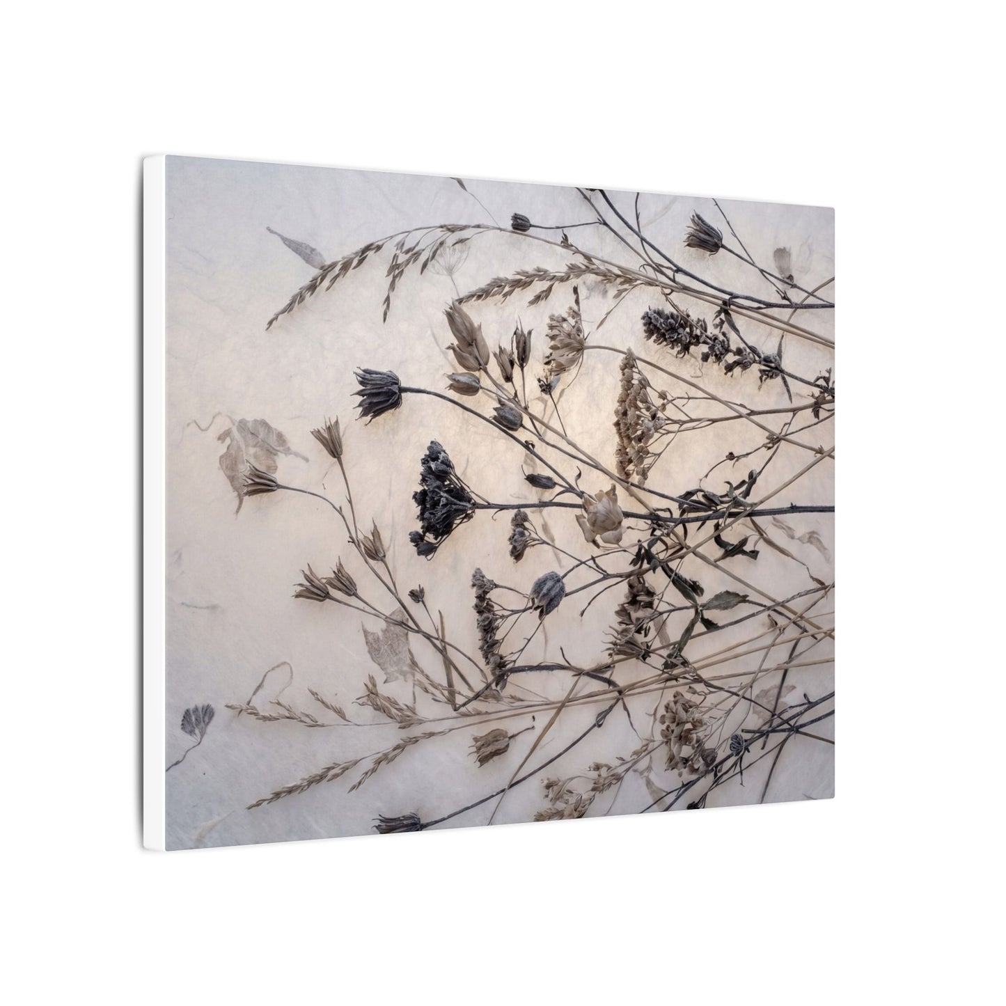Elegant Dried Flowers Canvas Art - Japanese Pattern Japandi