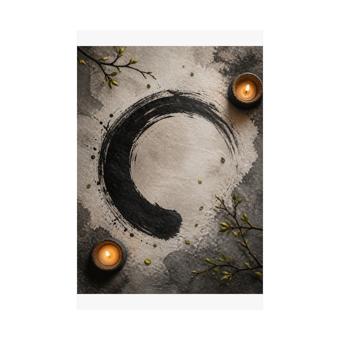 Peaceful Ink Brushstroke Wall Art Print - Enso Zen