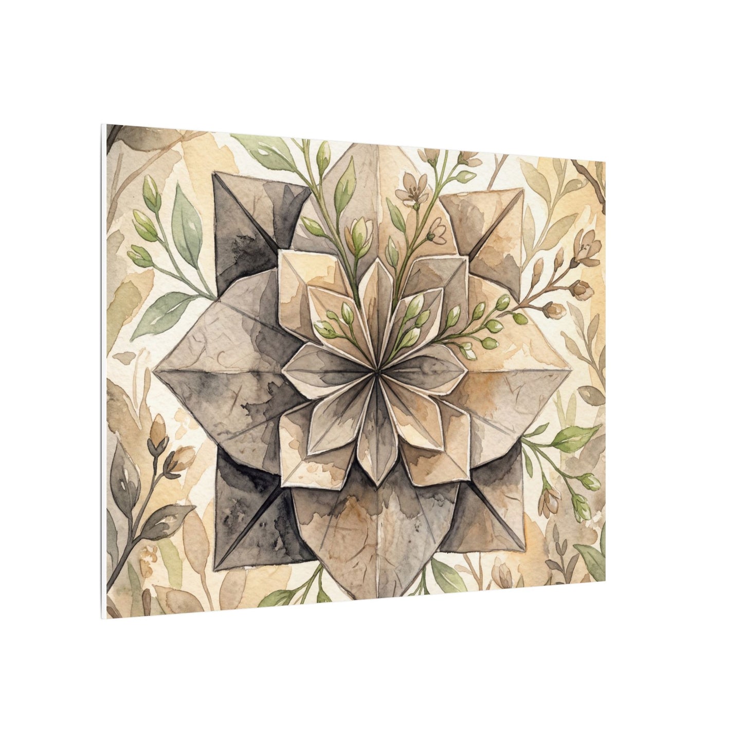 Warm Paper Fold Canvas Art - Watercolor Japandi