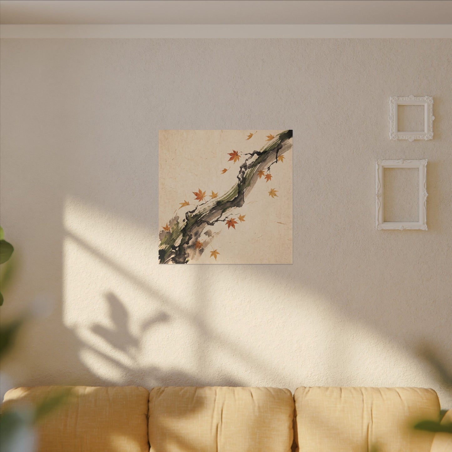 Ink Brushstroke Autumn Canvas Art | Zen Calm Design
