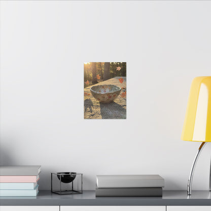 Japandi Ceramic Bowl in Golden Hour | Japanese Pattern Canvas Art