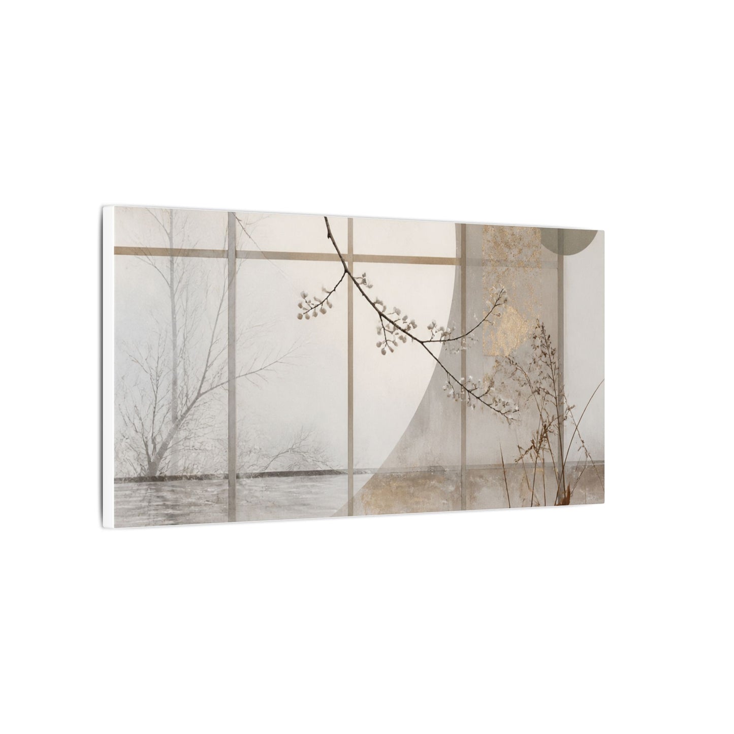 Winter Shoji Screen Japanese Pattern Canvas Art | Elegant Decor