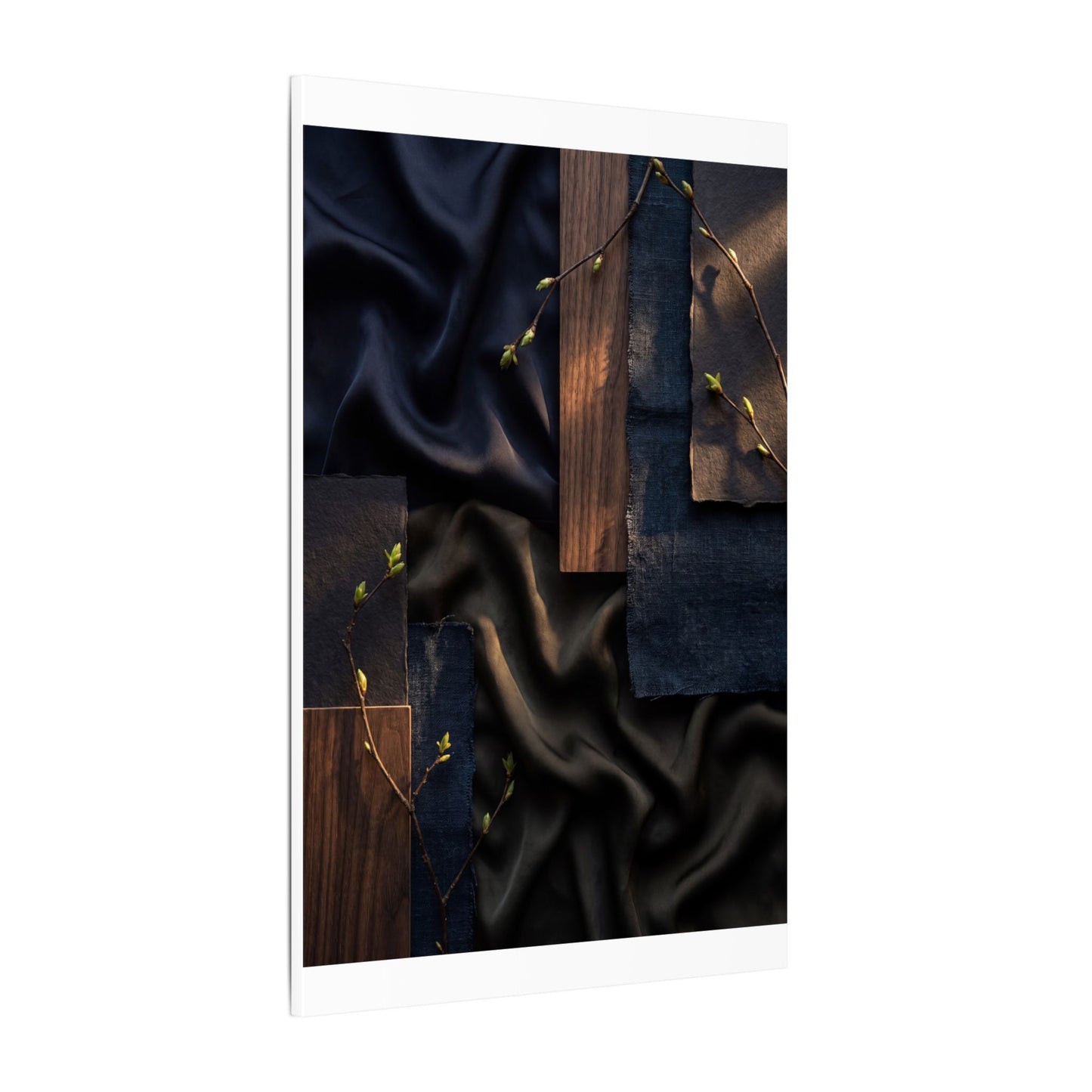 Silk Drape Spring Canvas Art | Dark Japandi Moody Design