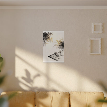 Tea Ceremony Sumi E Canvas Art | Serene Zen Art