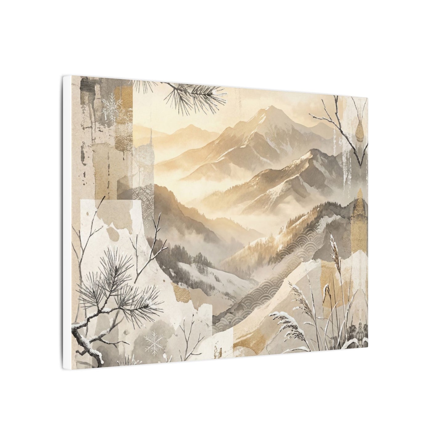 Shibui Mountain Mist Canvas Art - Japandi Japanese Pattern