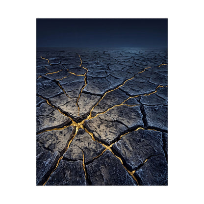 Ma Cracked Earth Wall Art Print - Kintsugi Broken Beauty