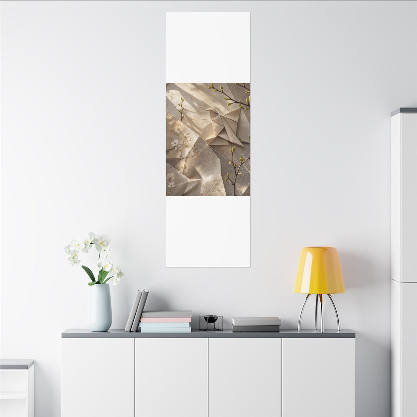 Golden Hour Paper Fold Canvas Art - Japandi Fukinsei