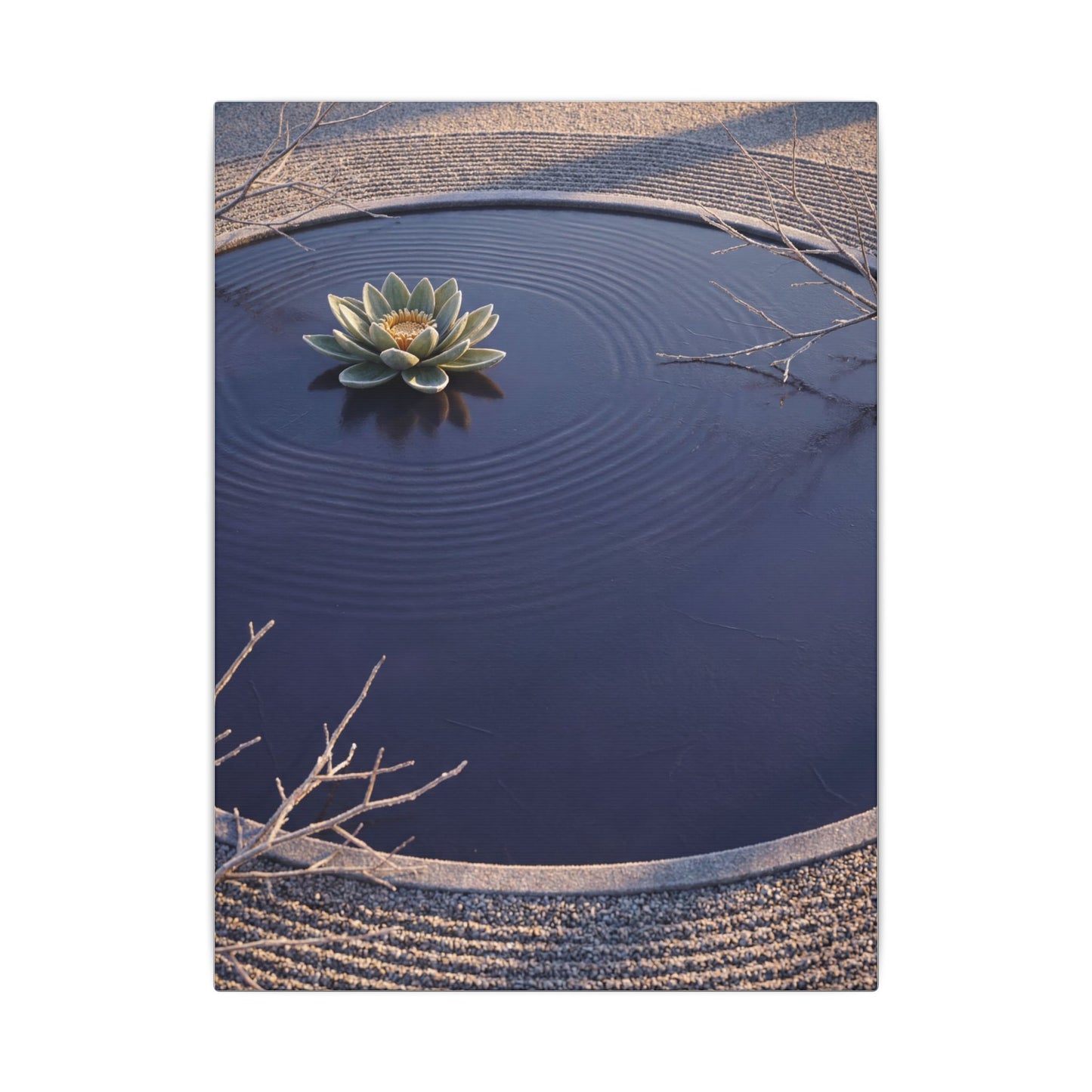 Lotus Flower Canvas Art | Winter Zen Karesansui Art
