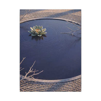 Lotus Flower Canvas Art | Winter Zen Karesansui Art