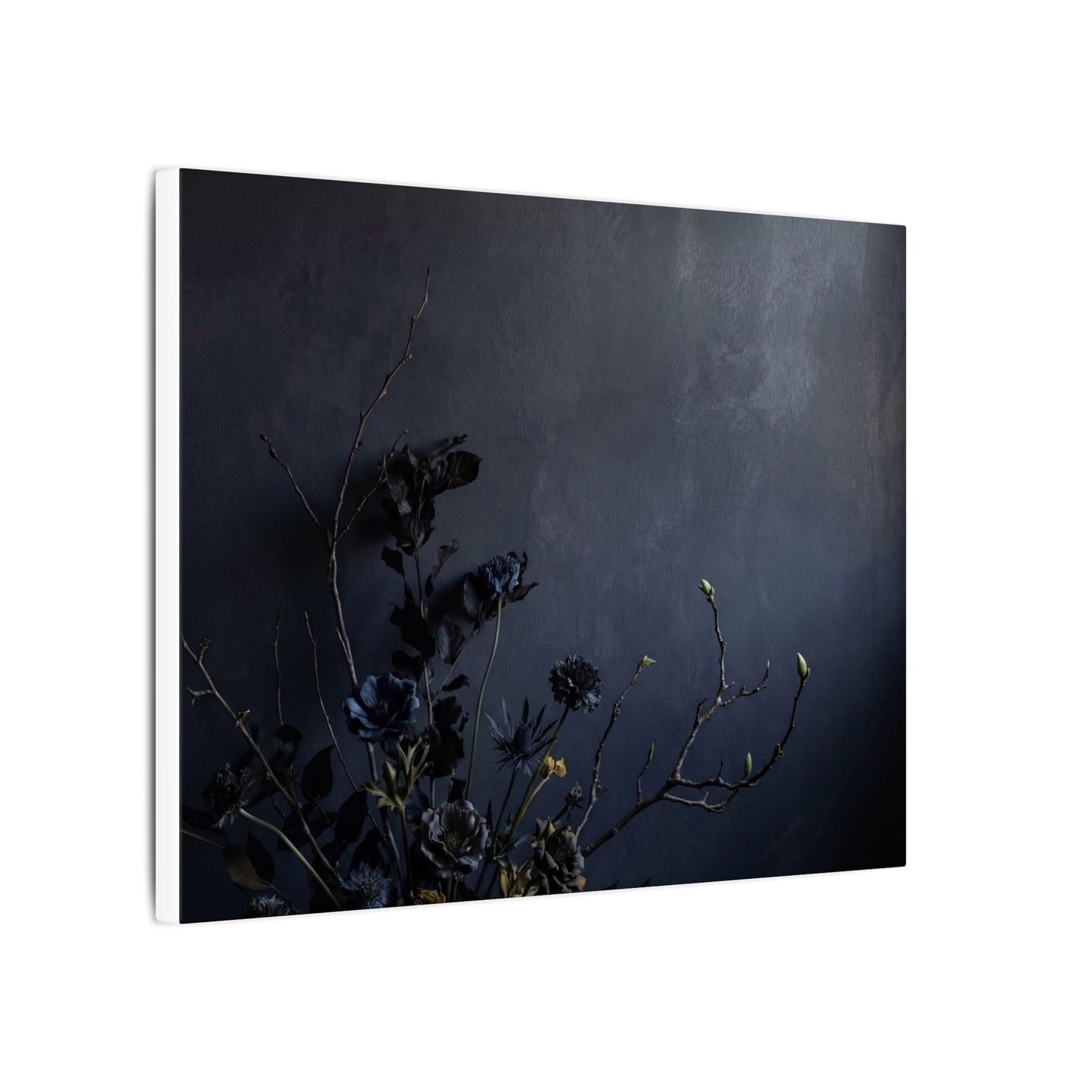 Dried Flowers Spring Canvas Art | Dark Japandi Moody Design