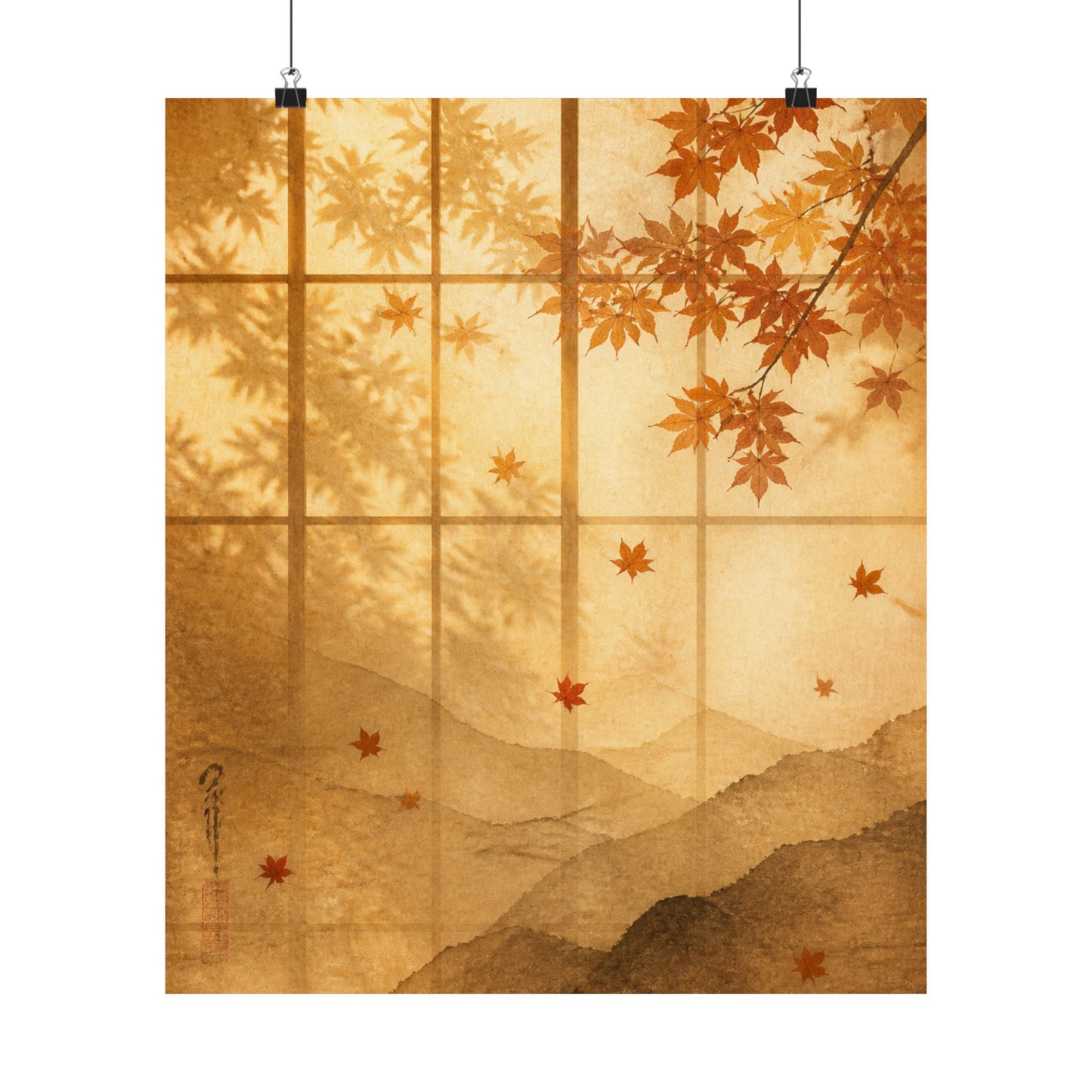 Shoji Screen Wall Art Print | Autumn Japandi Texture Art