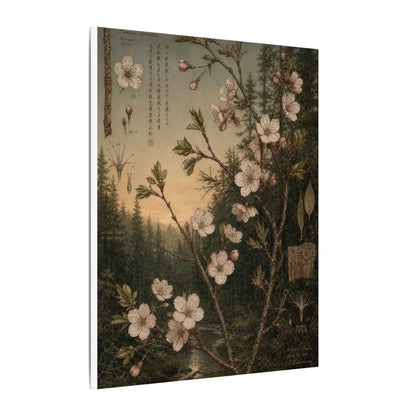 Spring Cherry Blossom Herbarium Canvas Art | Nostalgic Decor