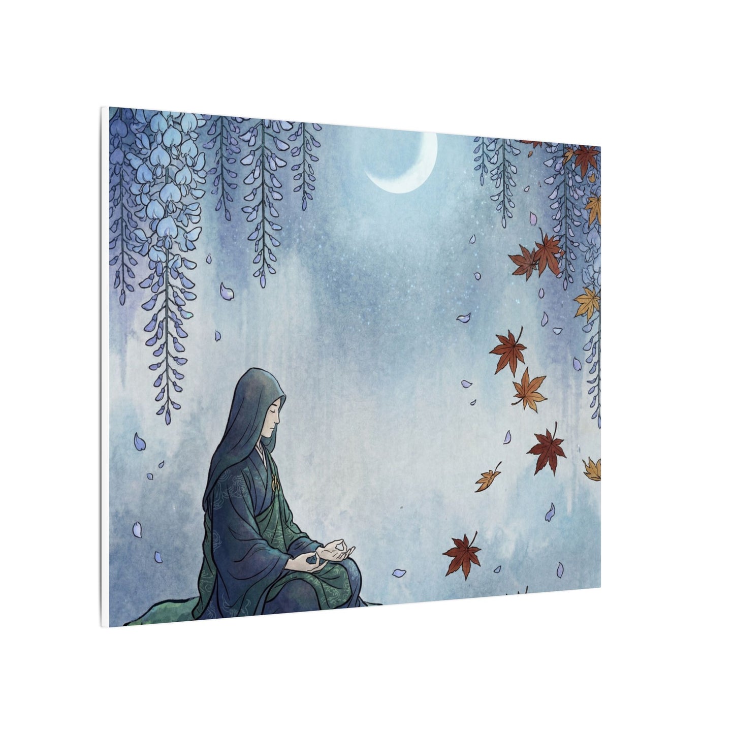 Zen Wisteria in Moonlight | Ukiyo E Inspired Canvas Art