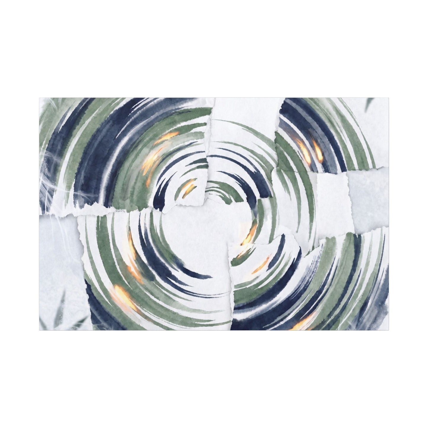Winter Water Ripple Sumi E Canvas Art | Peaceful Decor