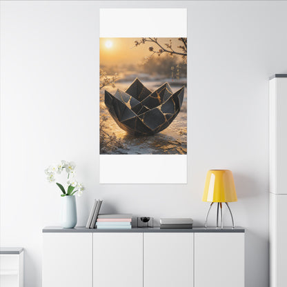 Kintsugi Paper Fold in Golden Hour | Gold Repair Canvas Art
