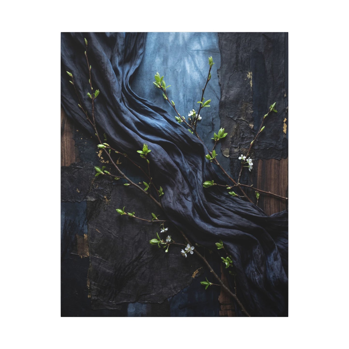 Spring Silk Drape Dark Texture Canvas Art | Atmospheric Decor