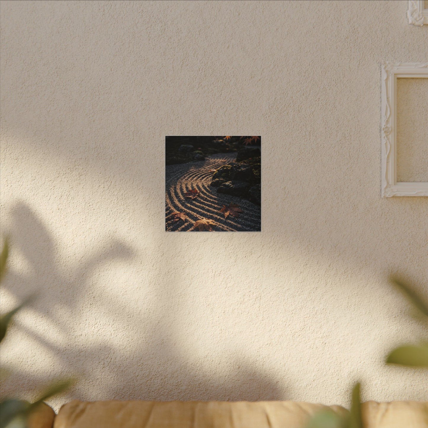 Rock Garden Moody Minimal Canvas Art | Bold Dark Japandi Art