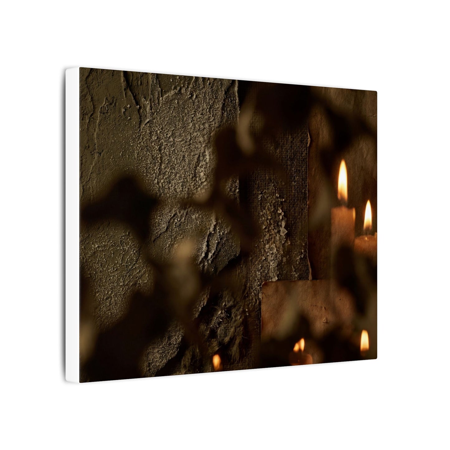 Shadow Play Dark Texture Canvas Art | Moody Dark Japandi Art