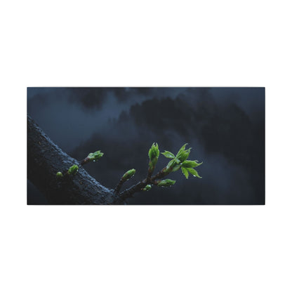 Moonlight Mountain Mist Canvas Art - Dark Japandi Kanso