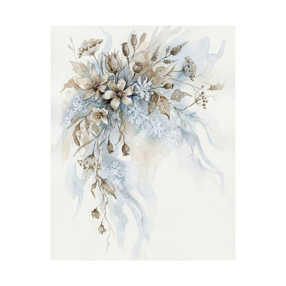 Japandi Dried Flowers in Moonlight | Watercolor Wall Art Print