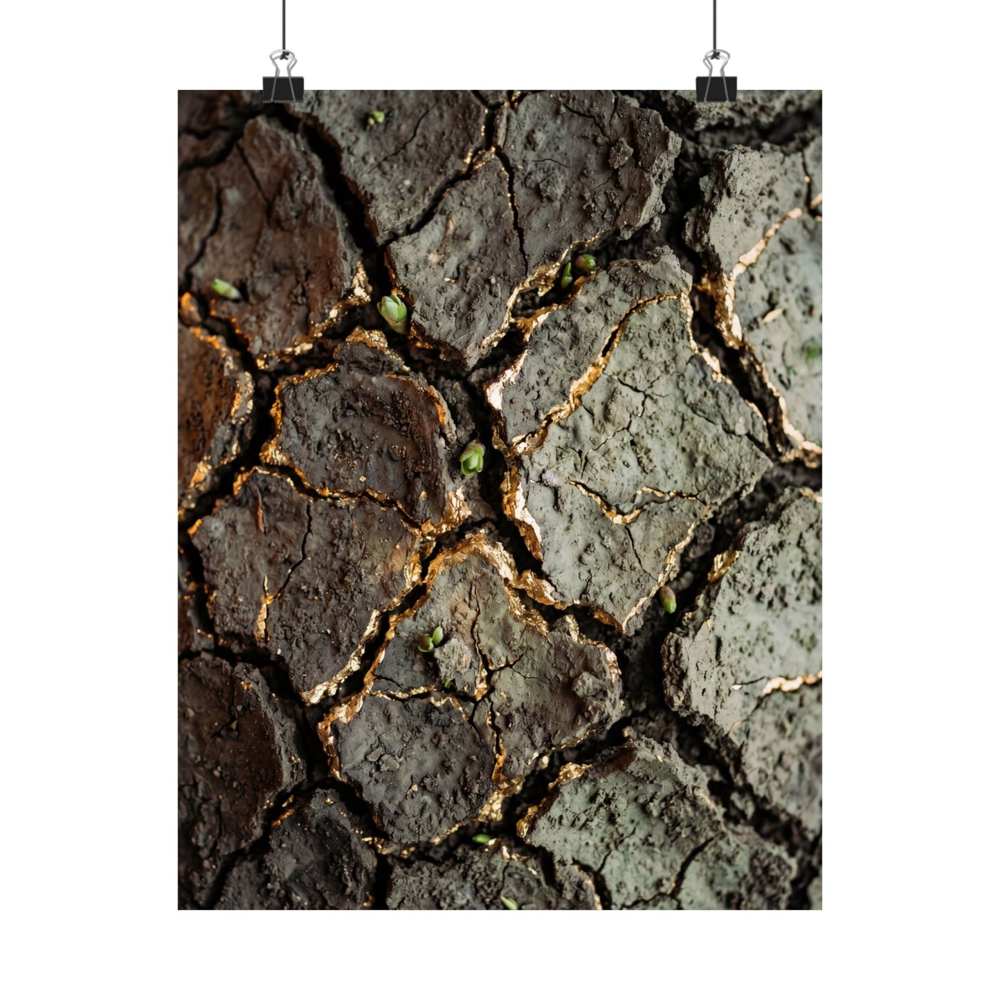 Cracked Earth Japanese Pattern Wall Art Print | Elegant Japandi Art