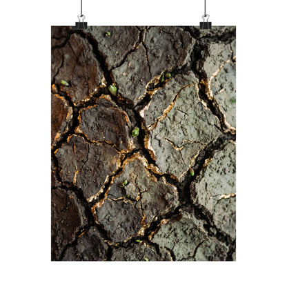 Cracked Earth Japanese Pattern Wall Art Print | Elegant Japandi Art
