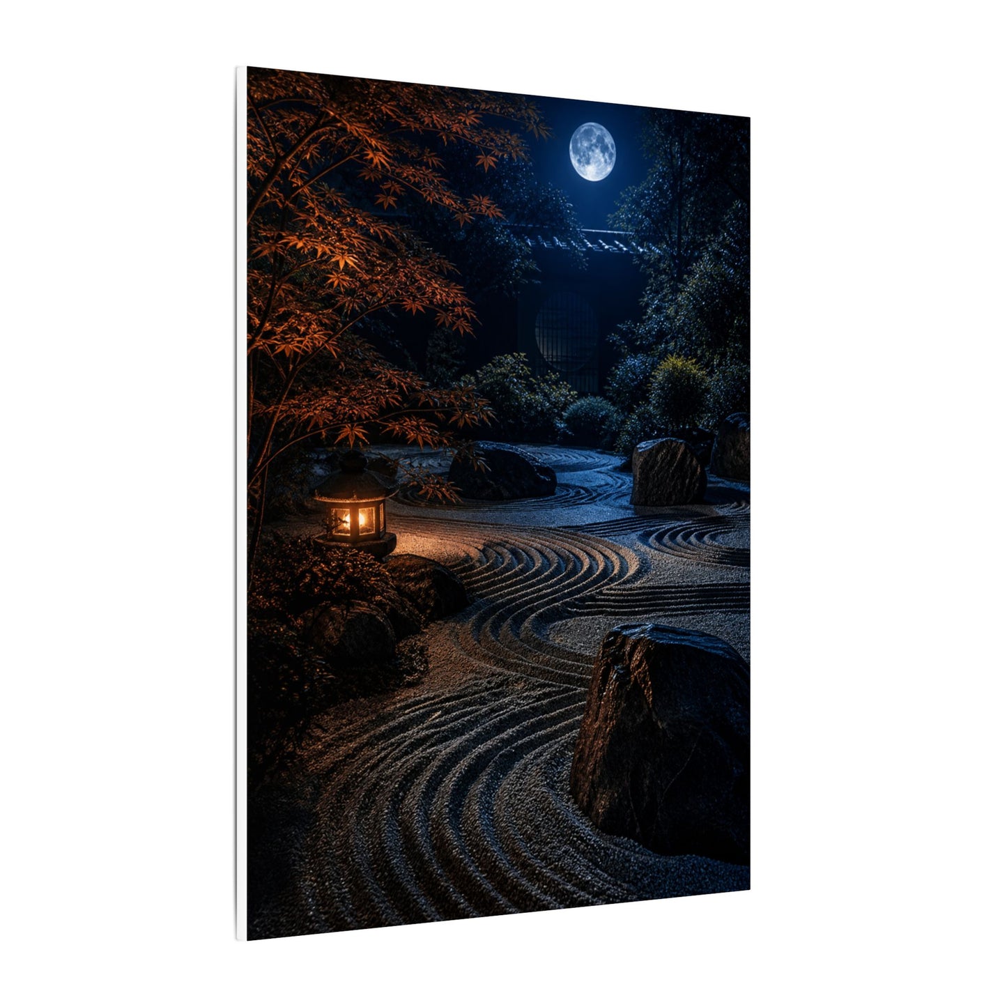 Summer Rock Garden Shadow Zen Canvas Art | Moody Decor