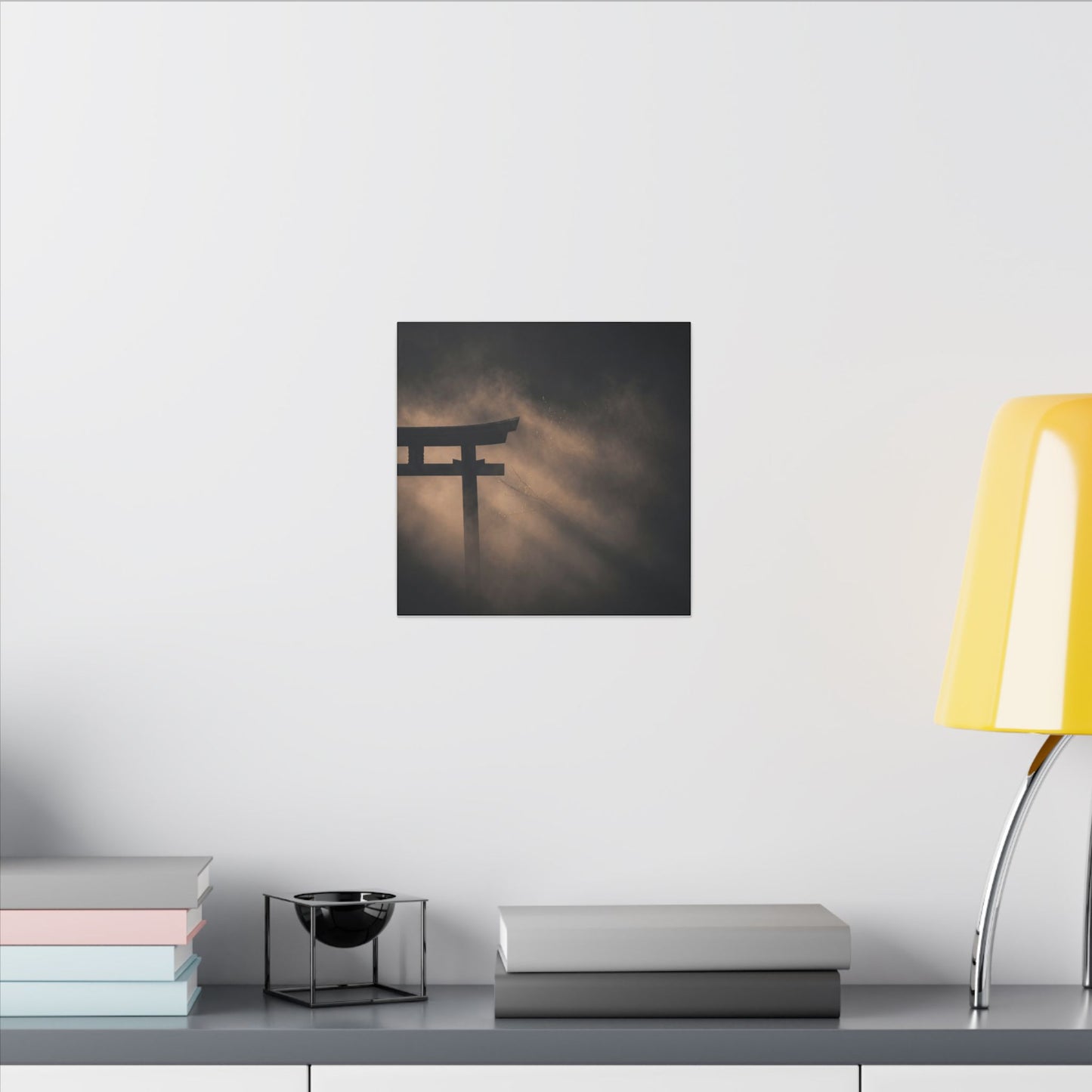 Torii Gate Shadow Zen Canvas Art | Bold Dark Japandi Art