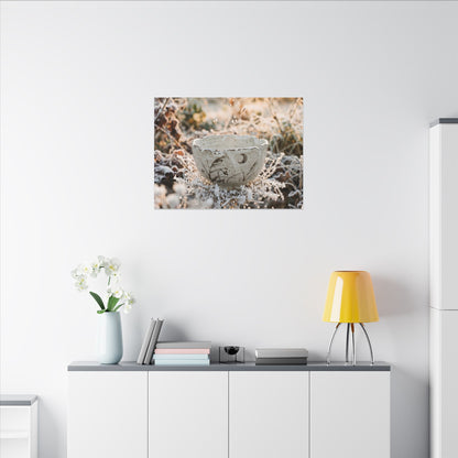 Japandi Ceramic Bowl in Golden Hour | Japanese Pattern Canvas Art