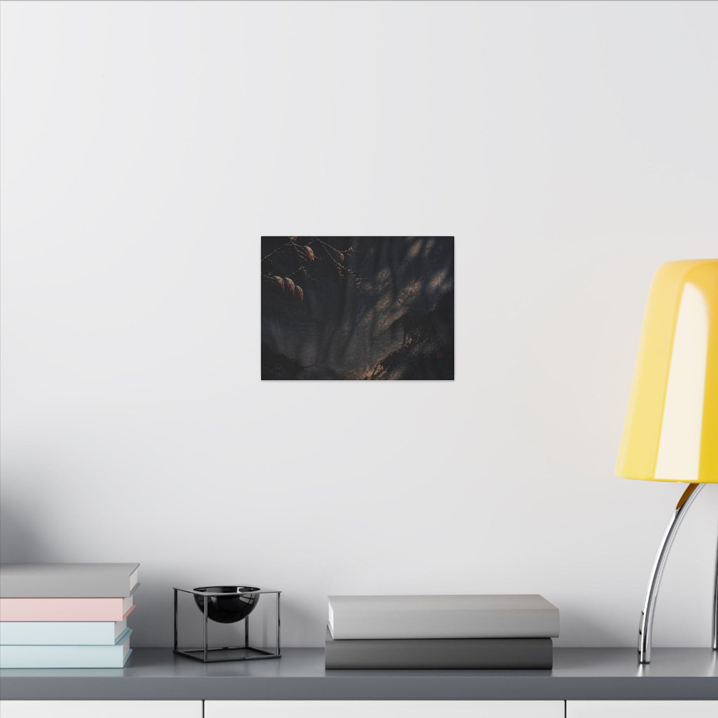 Atmospheric Silk Drape Canvas Art - Charcoal Ink Dark Japandi