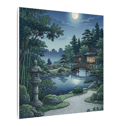Summer Moonlit Garden Ukiyo E Inspired Canvas Art | Serene Decor