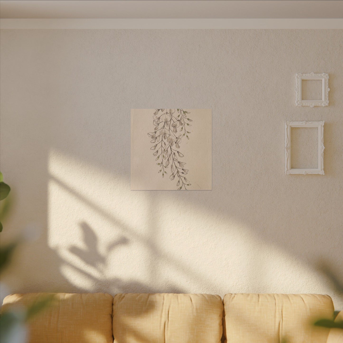 Japandi Wisteria in Golden Hour | Minimal Line Canvas Art