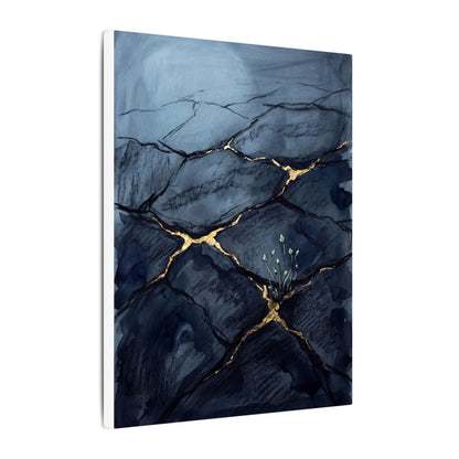 Mono No Aware Cracked Earth Canvas Art - Dark Japandi Charcoal Ink