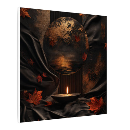 Silk Drape Autumn Canvas Art | Dark Japandi Moody Design